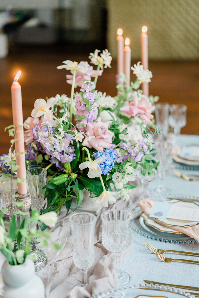 coloured candles can add a pop of colour to your table decor