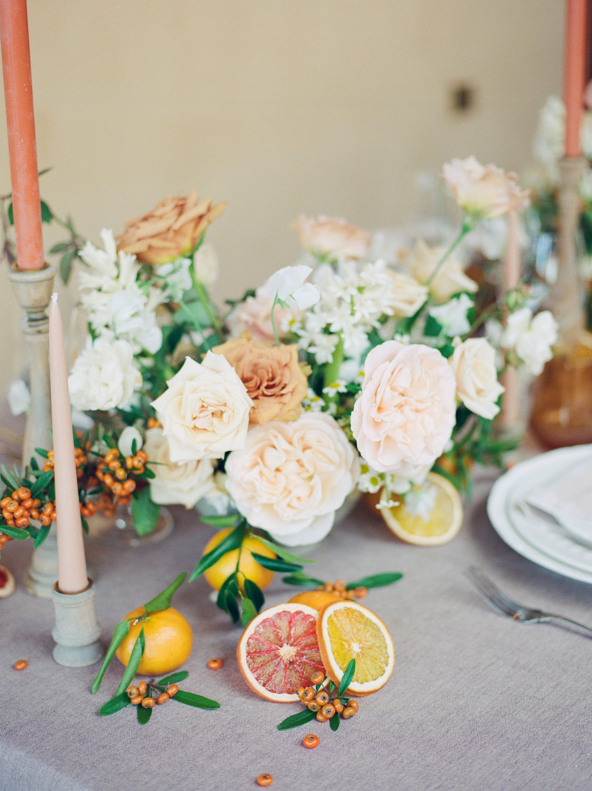tuscan themed floral arrangements using warmer tones