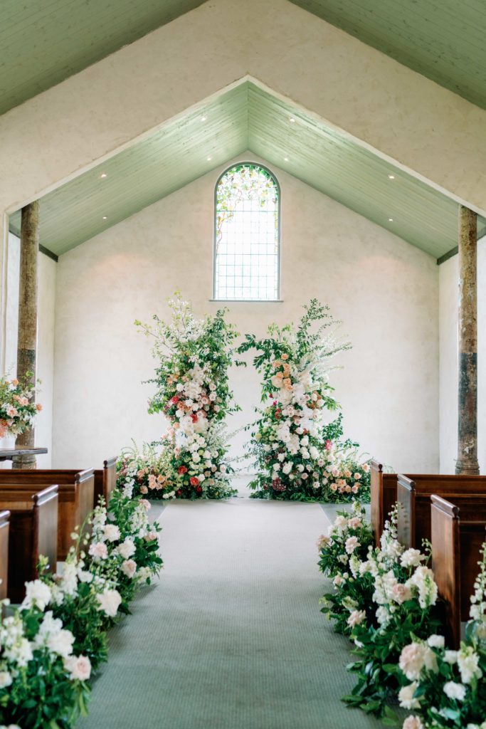 Ceremony wedding floral installation in Stones of the Yarra Valley