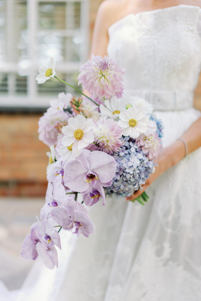 colourful wedding bouquets in shades of purple