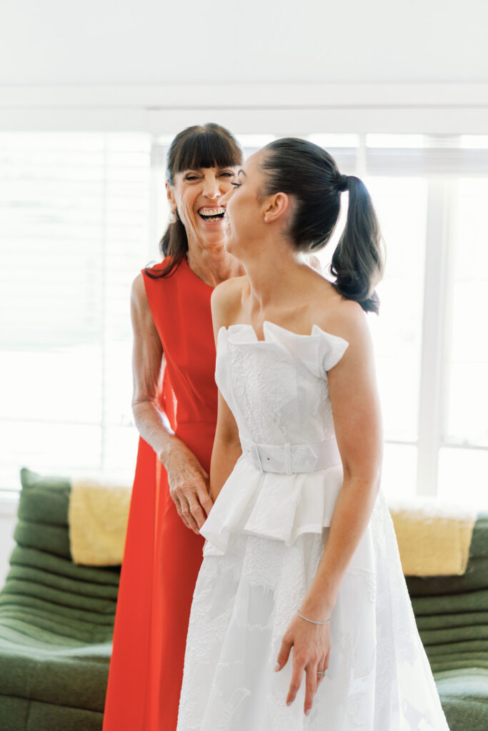 a bride and her mother during getting ready photos